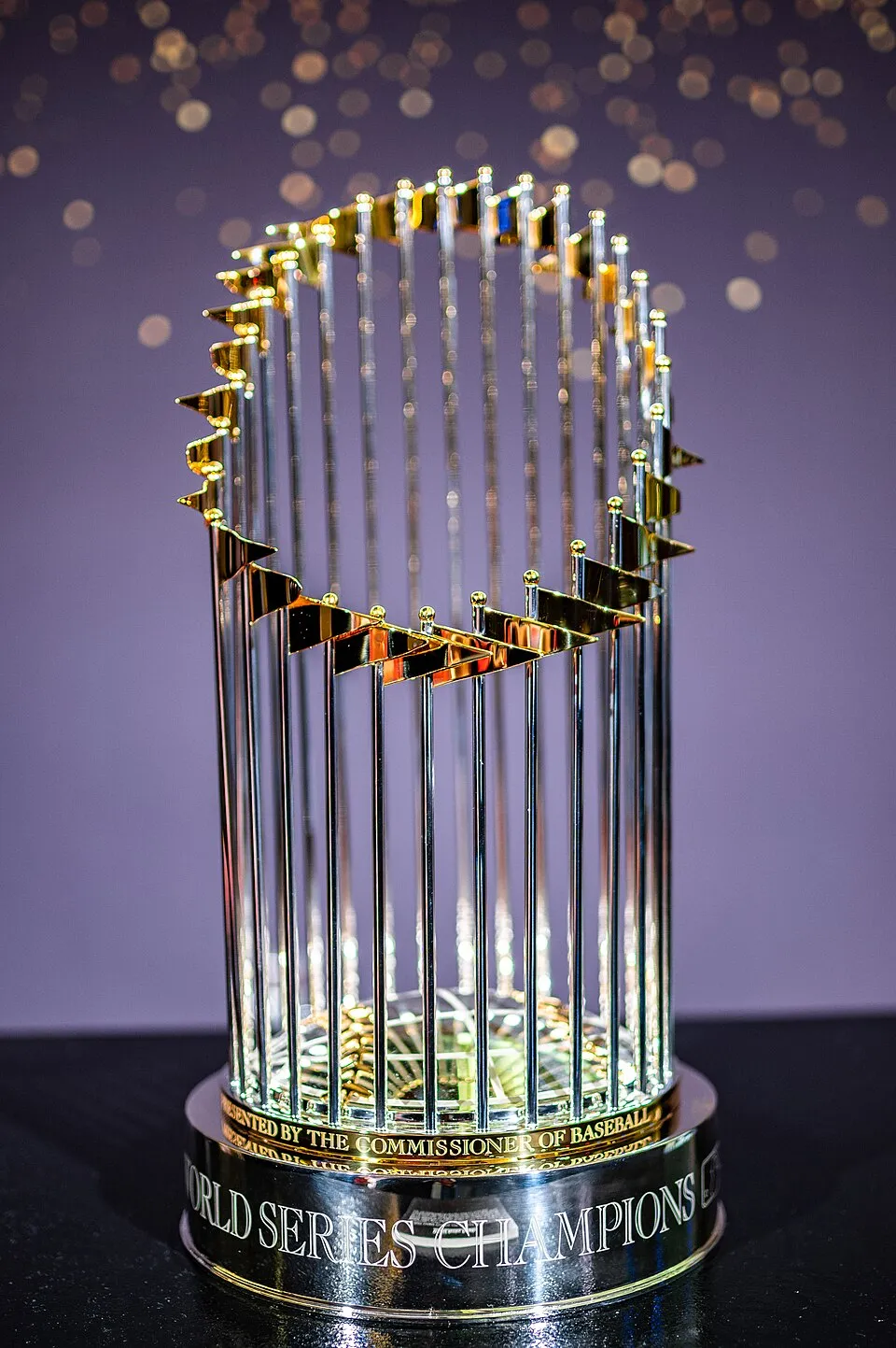 The Commissioner’s Trophy awarded to the World Series champion